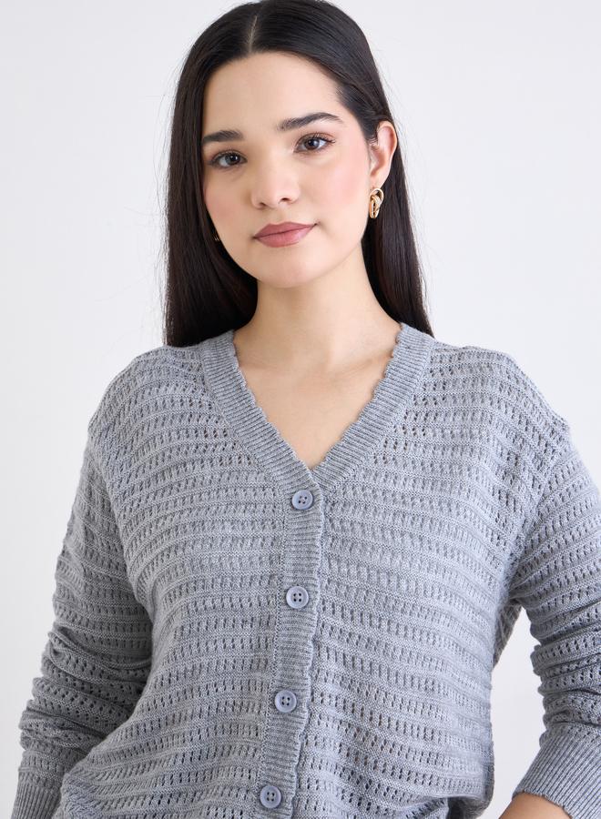 ستايلي كارديغان محبوك بتفاصيل أزرار - Image 4