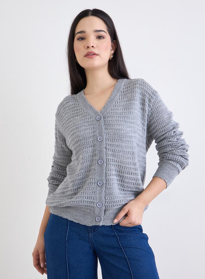ستايلي كارديغان محبوك بتفاصيل أزرار - Image 3