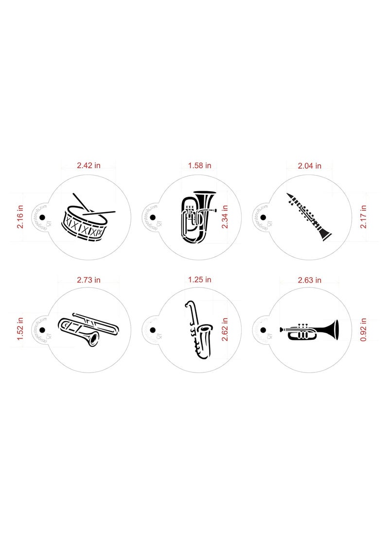 Marching Band Instruments Cookie Stencil by Designer Stencils