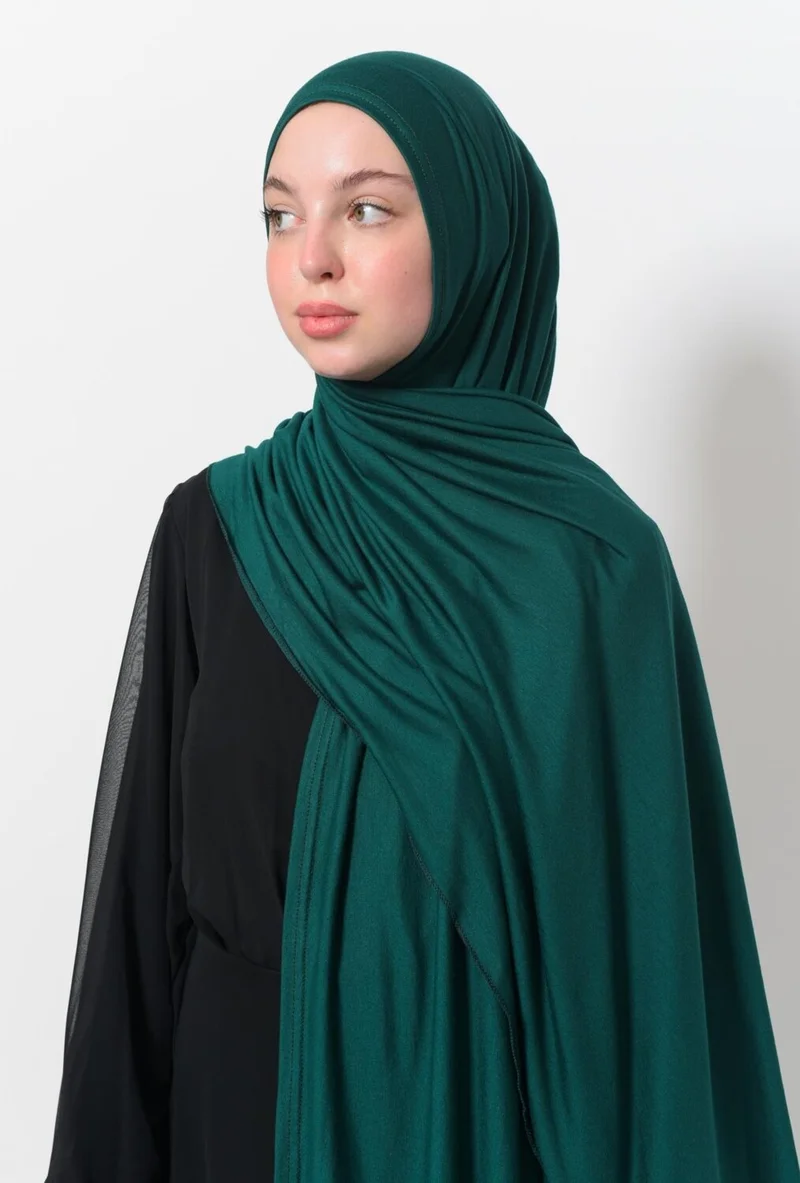 التوبة Ready Practical Interlocking Luxury Organic Plain Combed Cotton Shawl Aligned - Green