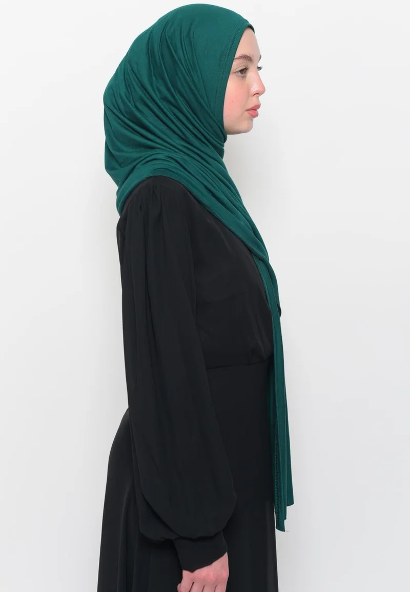 التوبة Ready Practical Interlocking Luxury Organic Plain Combed Cotton Shawl Aligned - Green