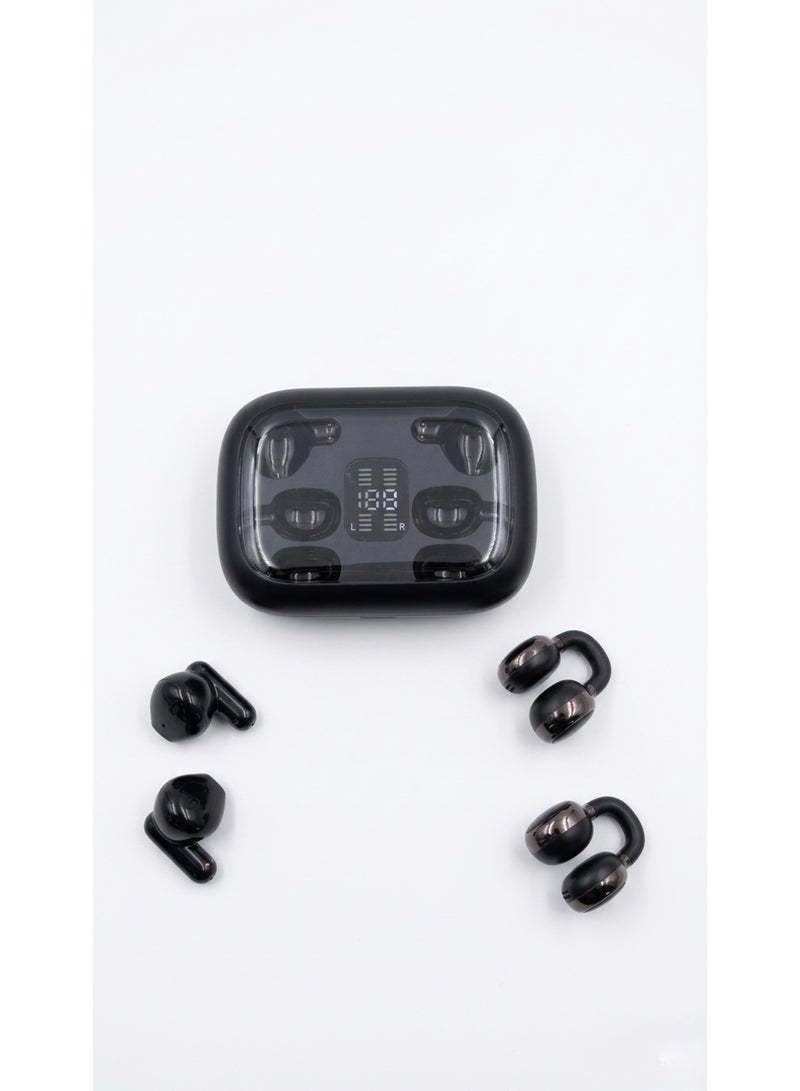 CYXG Q10 2-in-1 True Wireless Earbuds – Dual Style (In-Ear & Ear-Clip), Bluetooth 5.49, ENC Noise Cancelling, LED Digital Display, & Remote Camera Capture - Image 2