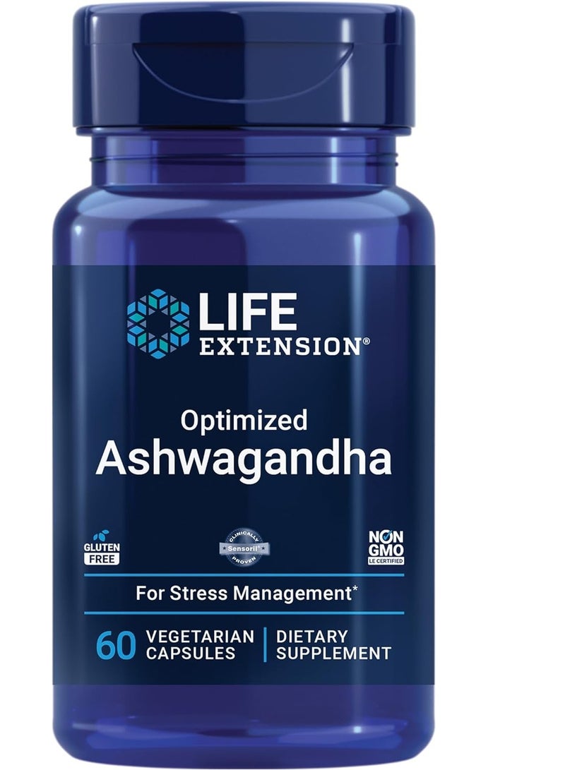 Life Extension Optimized Ashwagandha Stress Management Supplement for a Healthy 60 Capsules 60 Servings - Image 1