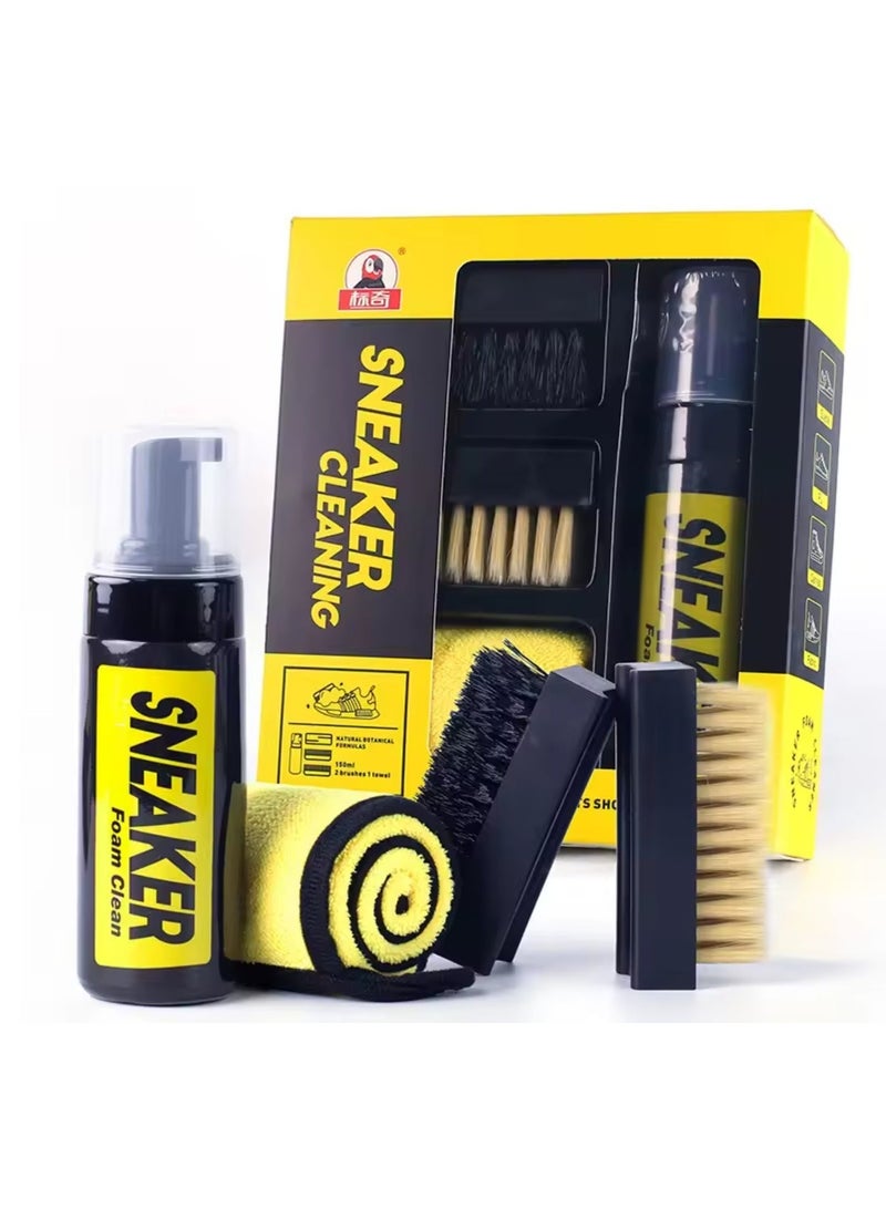 Biki Premium Sneaker Cleaning Kit – Foam Shoe Cleaner with Brushes & Microfiber Towel – Complete Shoe Care Set for Sneakers, Leather, Suede & Fabric - Image 1
