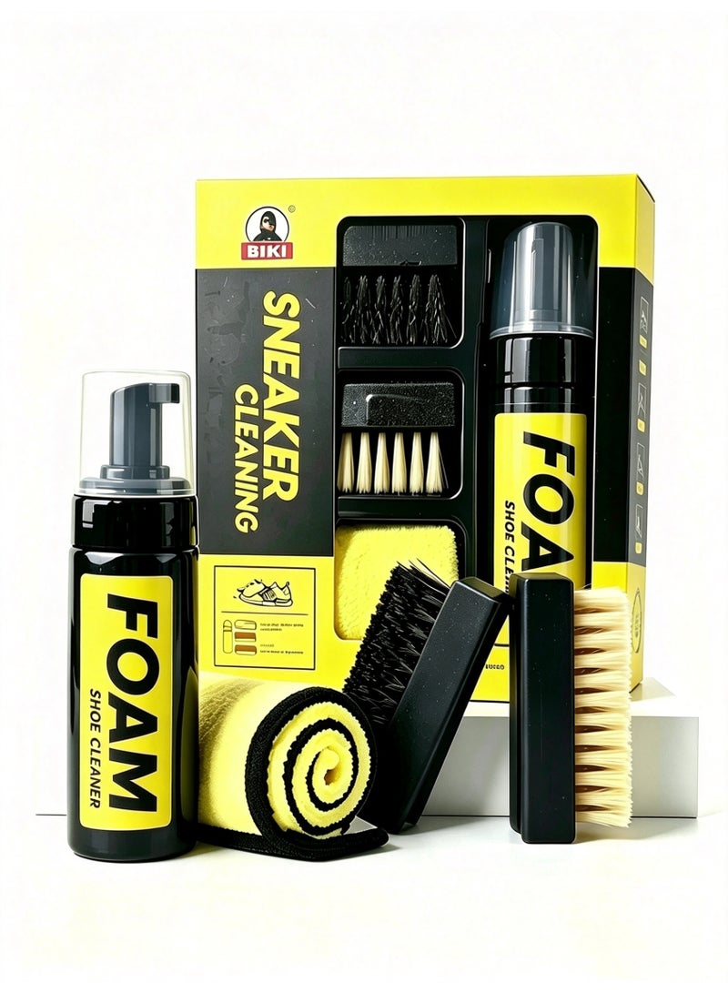 Biki Premium Sneaker Cleaning Kit – Foam Shoe Cleaner with Brushes & Microfiber Towel – Complete Shoe Care Set for Sneakers, Leather, Suede & Fabric - Image 1