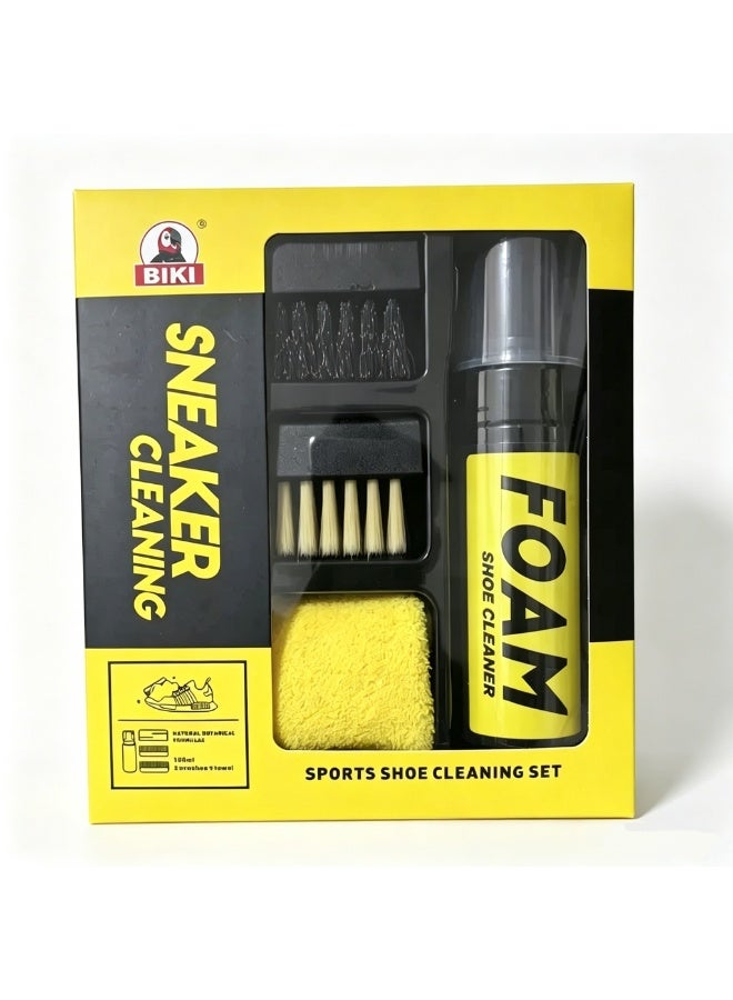 Biki Premium Sneaker Cleaning Kit – Foam Shoe Cleaner with Brushes & Microfiber Towel – Complete Shoe Care Set for Sneakers, Leather, Suede & Fabric - Image 3