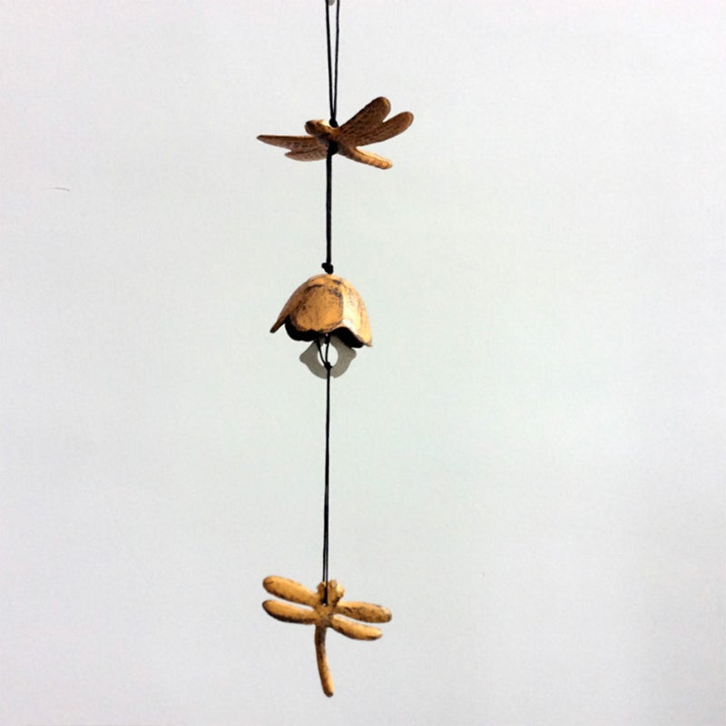 Iron Made Wind Chimes Hanging Wind Bell Dragonfly Shaped Ornaments Hanging Pendant for Home Car Decoration Birthday (Yellow) - Image 5