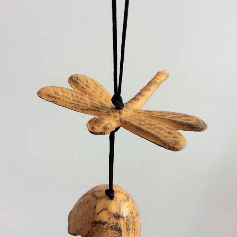 Iron Made Wind Chimes Hanging Wind Bell Dragonfly Shaped Ornaments Hanging Pendant for Home Car Decoration Birthday (Yellow) - Image 2