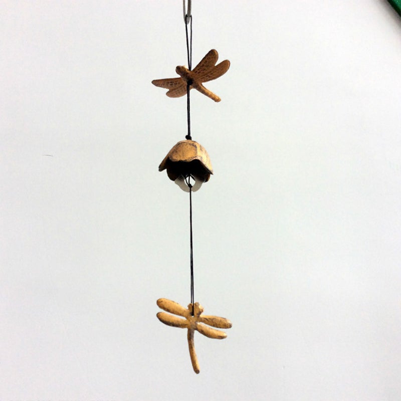 Iron Made Wind Chimes Hanging Wind Bell Dragonfly Shaped Ornaments Hanging Pendant for Home Car Decoration Birthday (Yellow) - Image 3