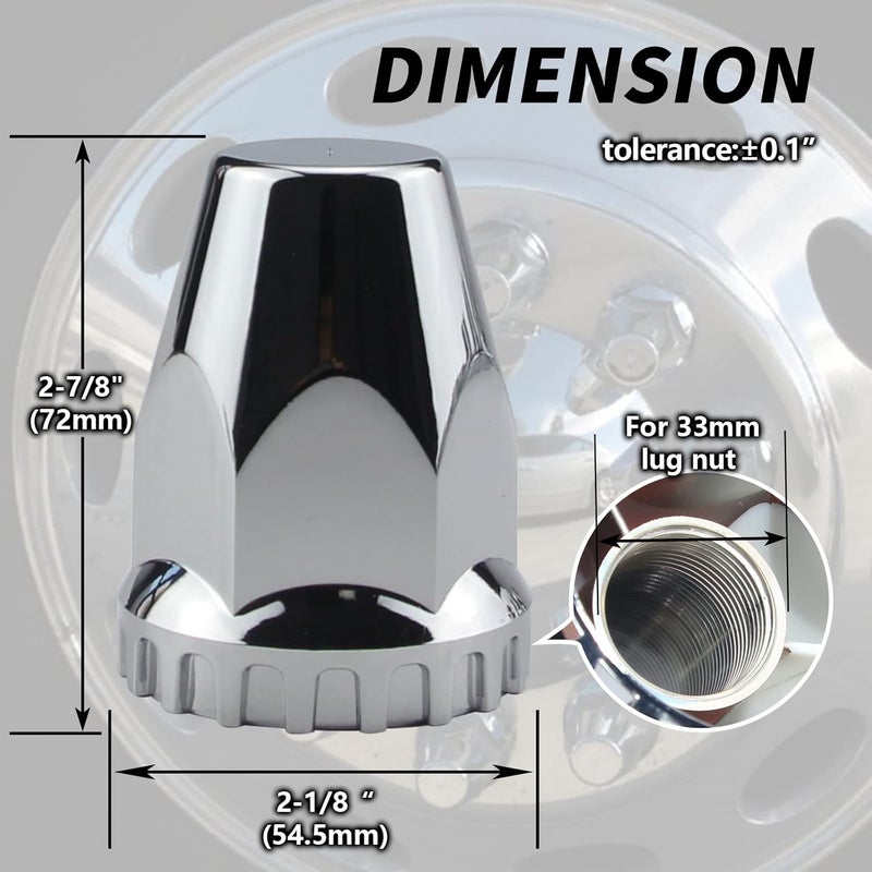 iBroPrat 33mm Thread On Chrome Plastic Lug Nut Covers - 20 Pcs for Semi Trucks - Image 4