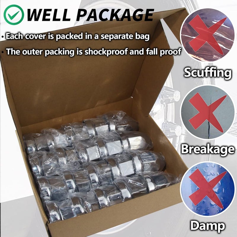 iBroPrat 33mm Thread On Chrome Plastic Lug Nut Covers - 20 Pcs for Semi Trucks - Image 5