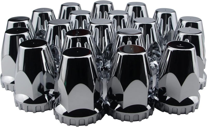 iBroPrat 33mm Thread On Chrome Plastic Lug Nut Covers - 20 Pcs for Semi Trucks - Image 1
