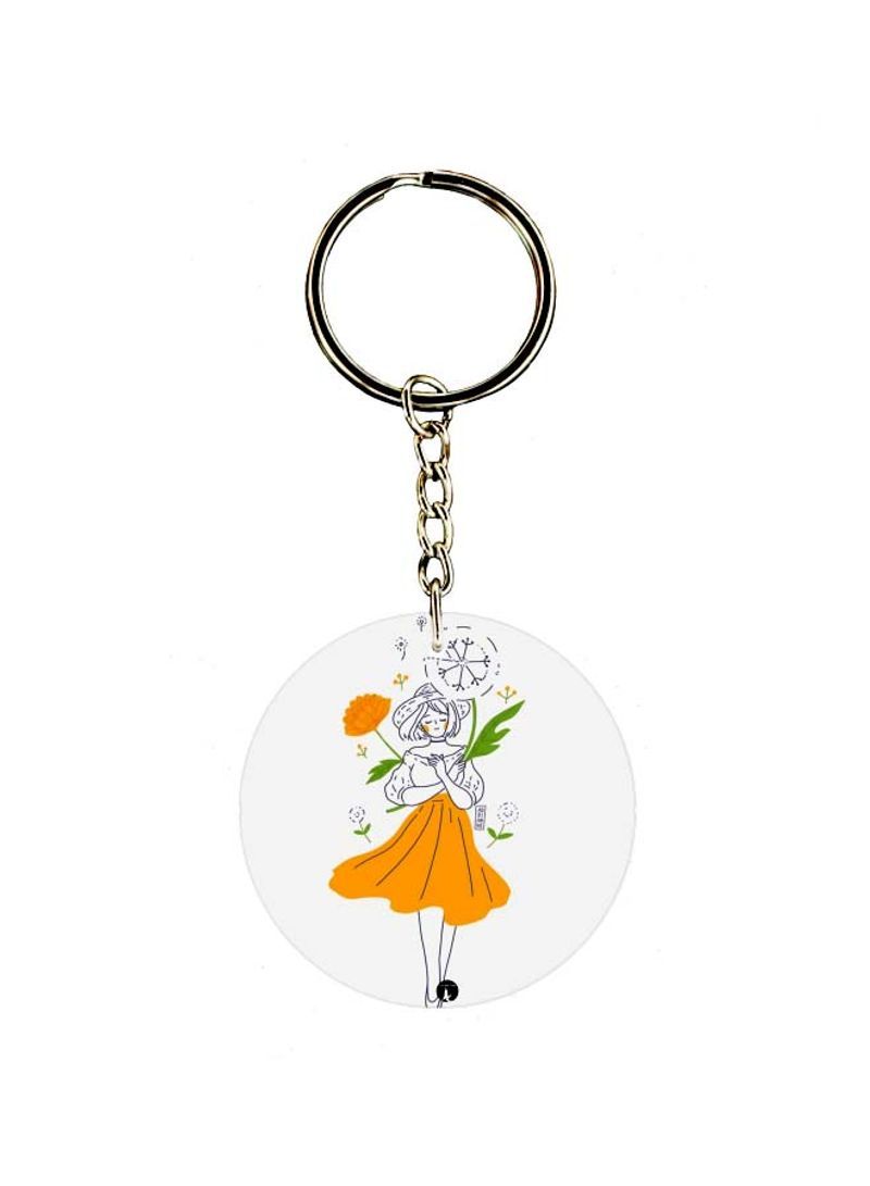 Girl Printed Double Sided Keychain
