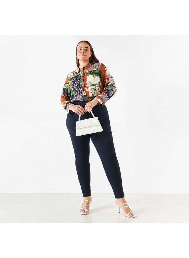 Ulla Popken Plus Size Ulla Popken All-Over Print Shirt with Collar and Long Sleeves  - Image 2