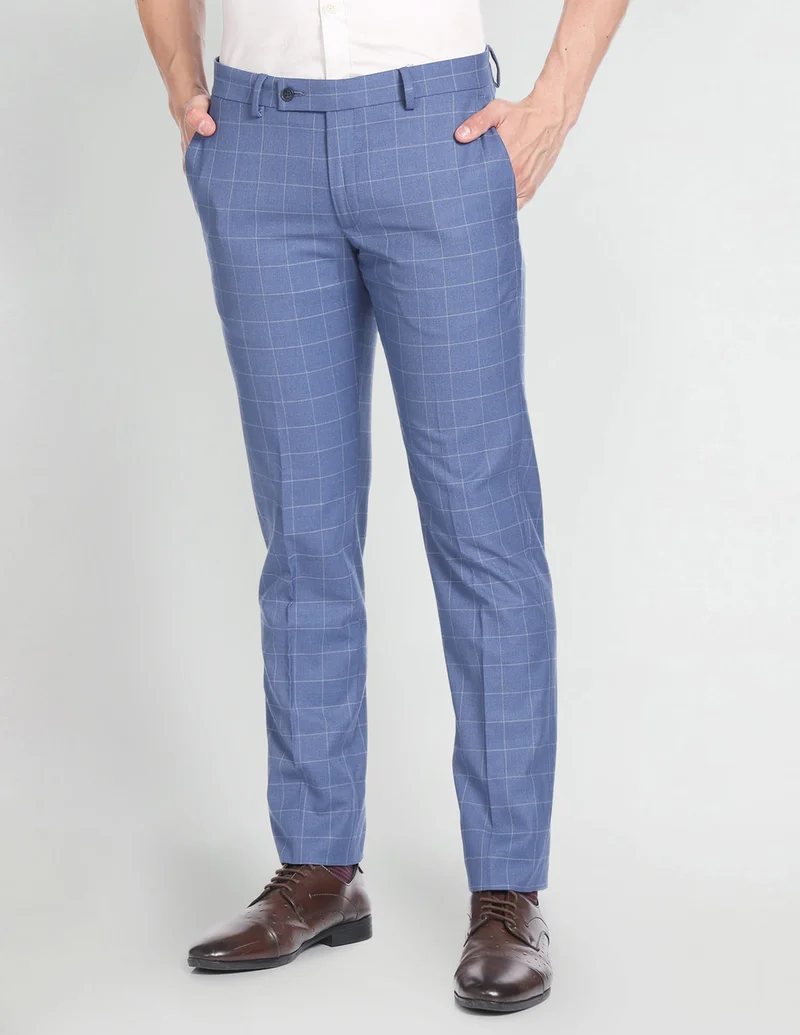 Windowpane Check Smart Flex Formal Trousers