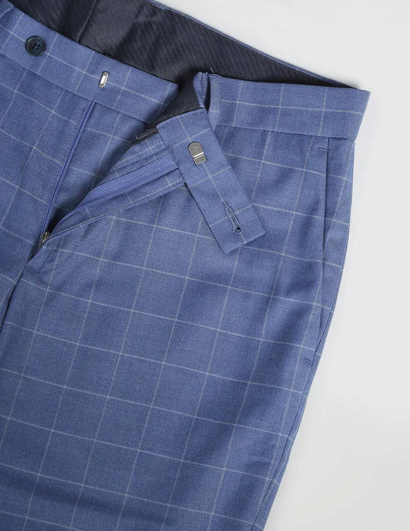 Arrow Blue Windowpane Check Smart Flex Formal Trousers for Men | Best Price UAE