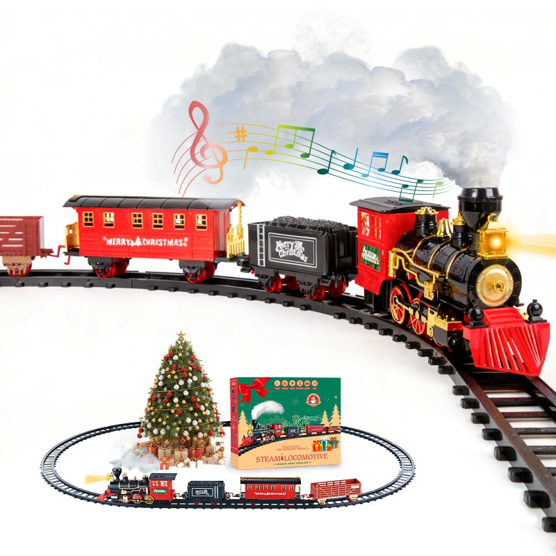 AuroTops Christmas Train Sets for Around The TreeKids Train Set Steam Trains for Boys GirlsSounds Lights for Kids 4 5 6 7 8 Years Party Favors Party Decorations - Image 3