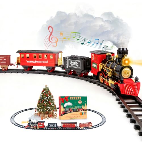 AuroTops Christmas Train Sets for Around The TreeKids Train Set Steam Trains for Boys GirlsSounds Lights for Kids 4 5 6 7 8 Years Party Favors Party Decorations - Image 1
