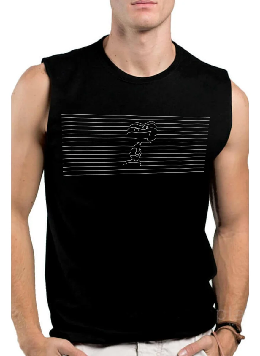 روك اند رول Striped Dog Black Cut Sleeve / Sleeveless Men's T-Shirt
