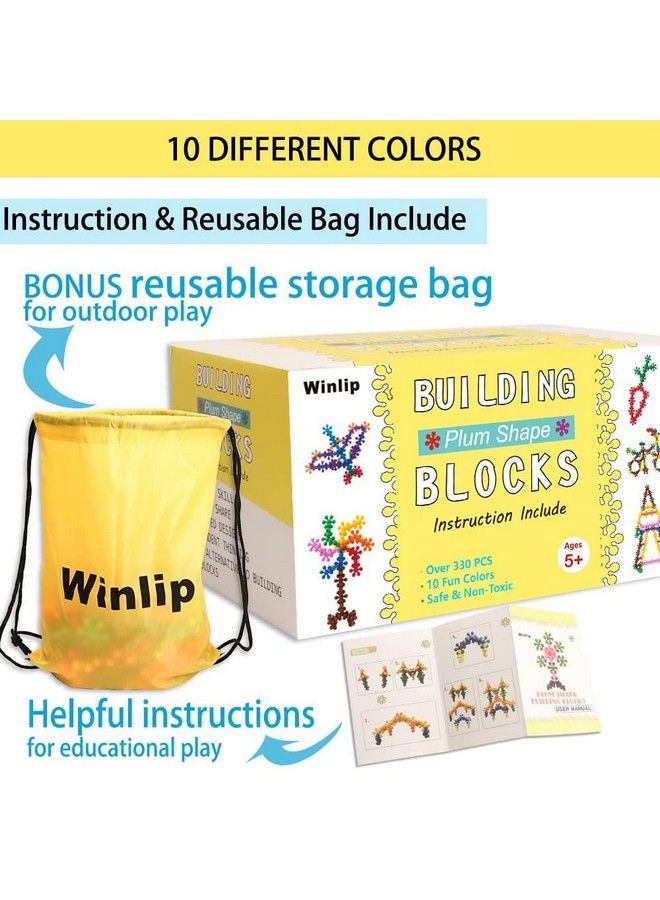 Winlip 330 قطعة من كتل البناء ألعاب تعليمية ألعاب STEM مجموعات أقراص البناء متداخلة بلاستيك صلب للأطفال في مرحلة ما قبل المدرسة للبنات والأولاد من وينليب - Image 3