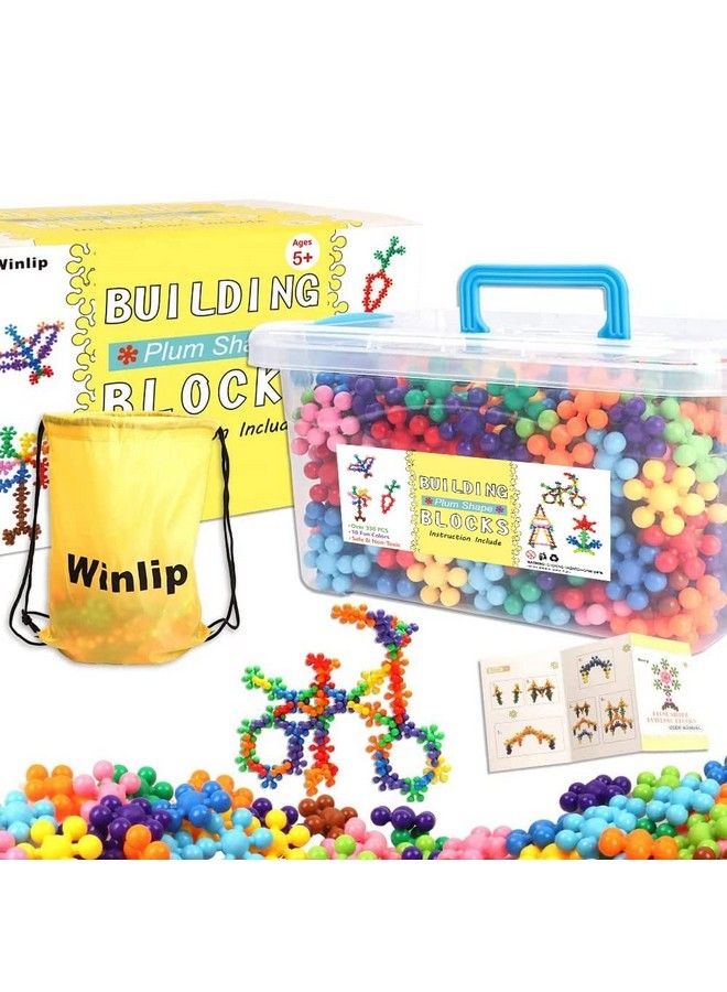 Winlip 330 قطعة من كتل البناء ألعاب تعليمية ألعاب STEM مجموعات أقراص البناء متداخلة بلاستيك صلب للأطفال في مرحلة ما قبل المدرسة للبنات والأولاد من وينليب - Image 2