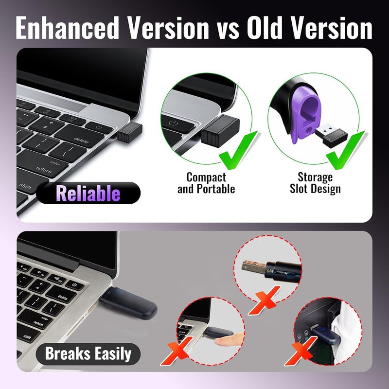 Tera Barcode Scanner Wireless Versatile 2-in-1 (2.4Ghz Wireless+USB 2.0 Wired) with Battery Level Indicator, 328 Feet Transmission Distance Rechargeable 1D Laser Bar Code Reader Handheld 5100 Purple - Image 3