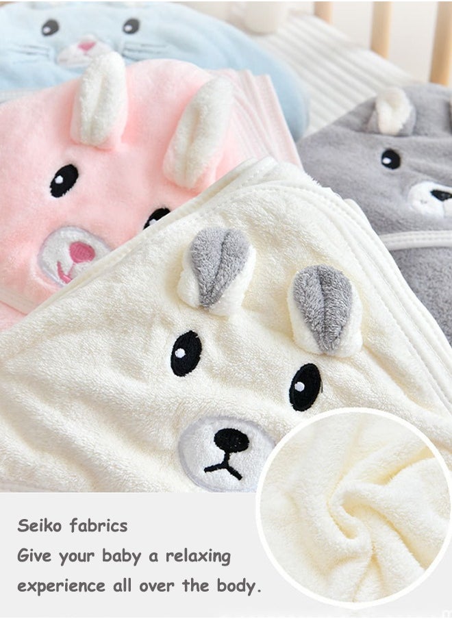 Aissiora Baby hooded bathrobe  Cartoon baby bath towel Baby hooded bath towel Baby bath towels  Coral fleece fabric Children's bath towels Soft and skin-friendly It is not easy to shed Quick drying  - Image 4