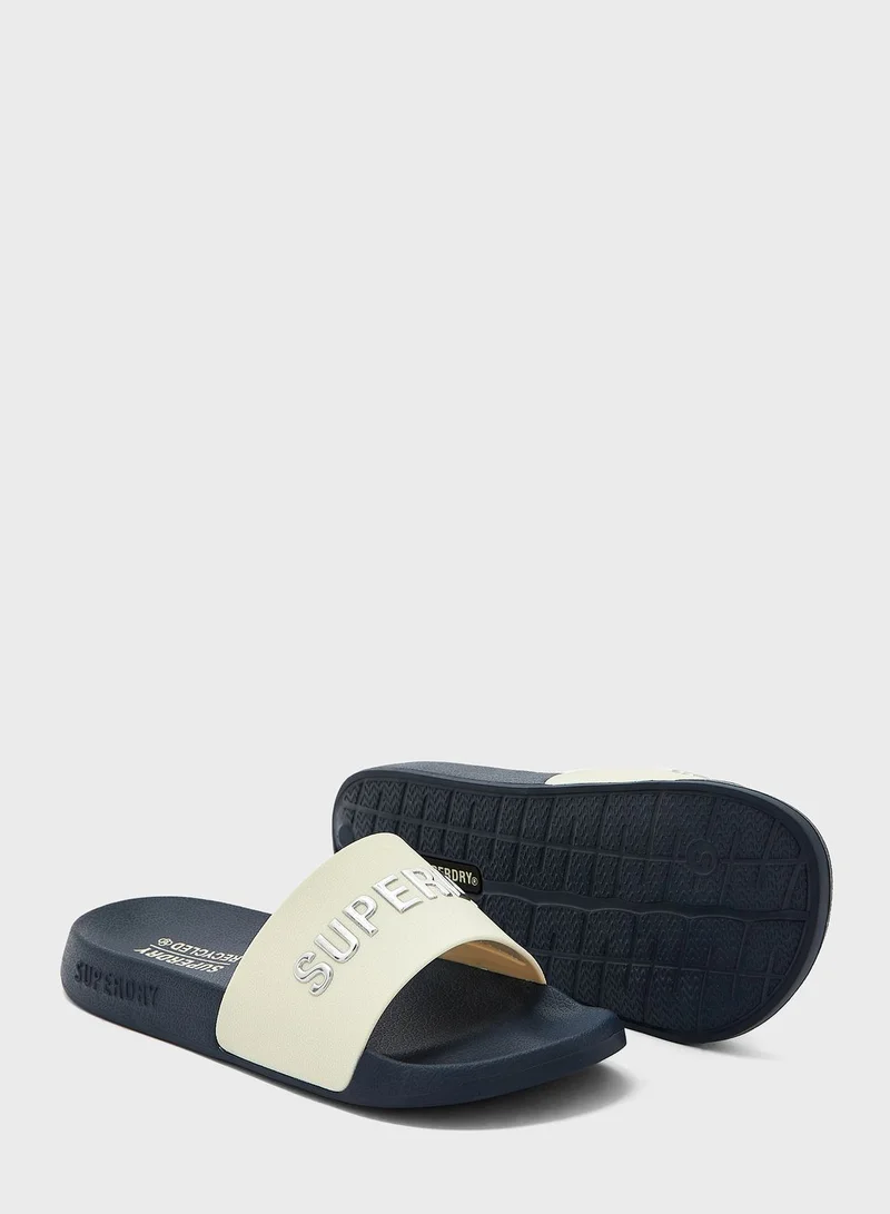 Superdry Code Logo Vegan Pool Slide Flip Flops