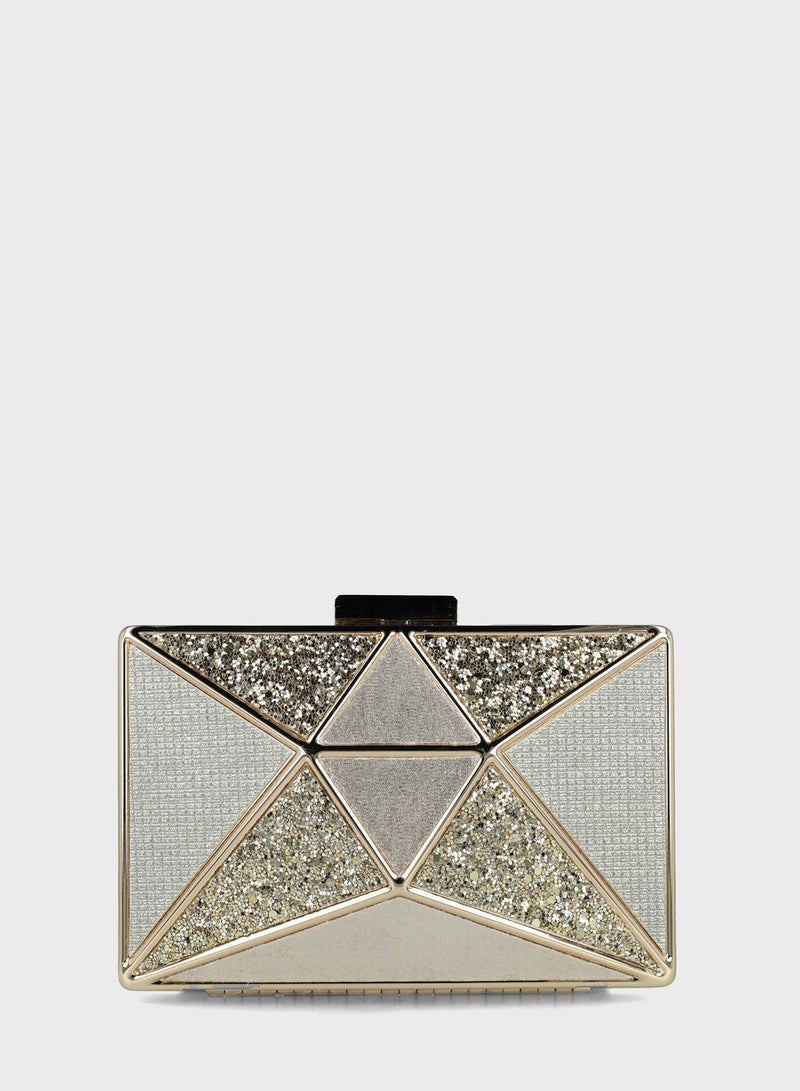 Textured Magnet Lock Clutch Bag