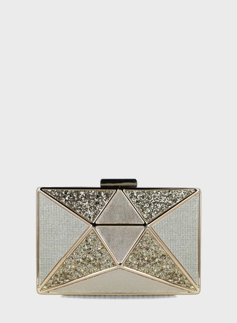 Textured Magnet Lock Clutch Bag