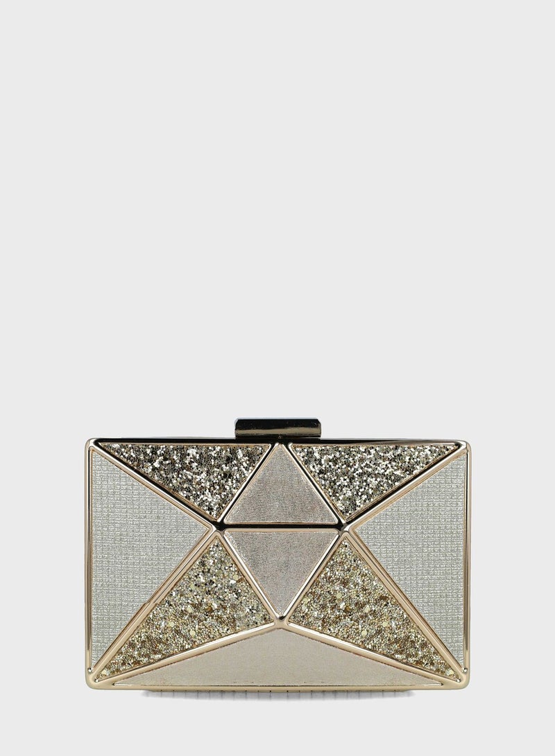 Textured Magnet Lock Clutch Bag