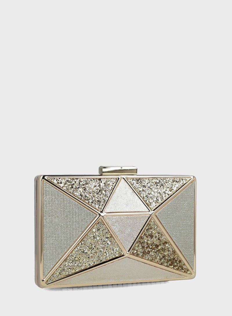 Textured Magnet Lock Clutch Bag