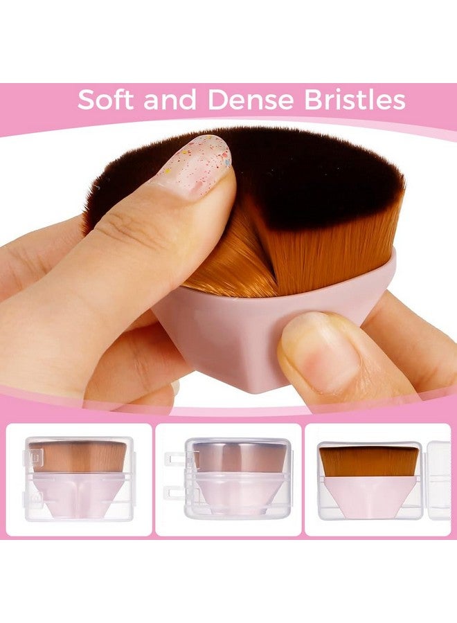 زيبويو فرشاة كريم الأساس، فرشاة أحمر الخدود، فرشاة مكياج مستديرة ناعمة للوجه للمكياج، فرشاة لسائل كريم الأساس، بودرة مع حقيبة تخزين، مجموعة فرش مستحضرات التجميل، (أسود ووردي) - 2 - Image 3