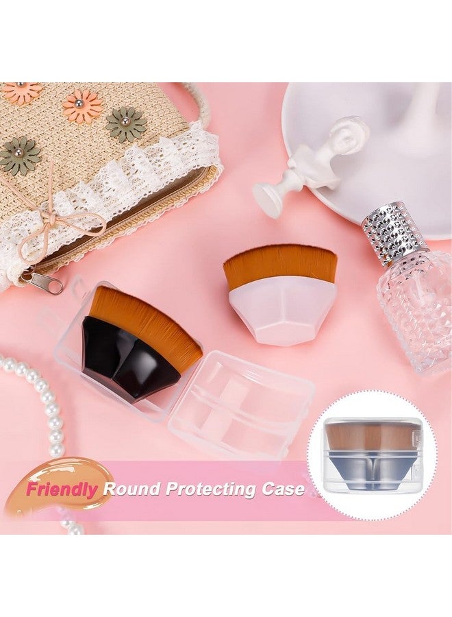 زيبويو فرشاة كريم الأساس، فرشاة أحمر الخدود، فرشاة مكياج مستديرة ناعمة للوجه للمكياج، فرشاة لسائل كريم الأساس، بودرة مع حقيبة تخزين، مجموعة فرش مستحضرات التجميل، (أسود ووردي) - 2 - Image 5