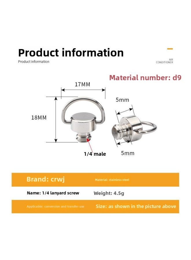 Generic Camera Shoulder Strap Screw Pan/tilt Stainless Steel Inch 1/4 Screw Strap Ring Screw Tripod Accessories Photography-Body Color:D9  - Image 1