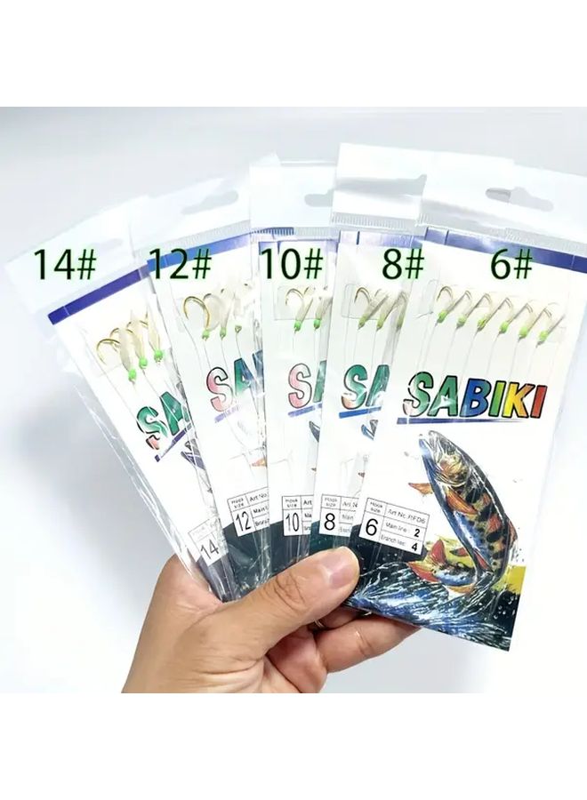 5 Pcs Fishing Flasher Bait Rigs Glow Beads Hooks 6 Size 5 Packs For Freshwater And Saltwater - Image 4