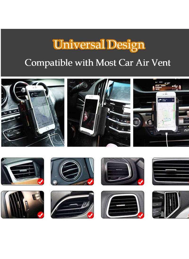 Excefore - Car Auto Air Vent Leather Tidy Storage Hanging Bag, Car Air Vent Storage Bag with Charging Cable Hole, Universal Vehicle Small Bucket with Hook, Inner Car Accessories - Image 1