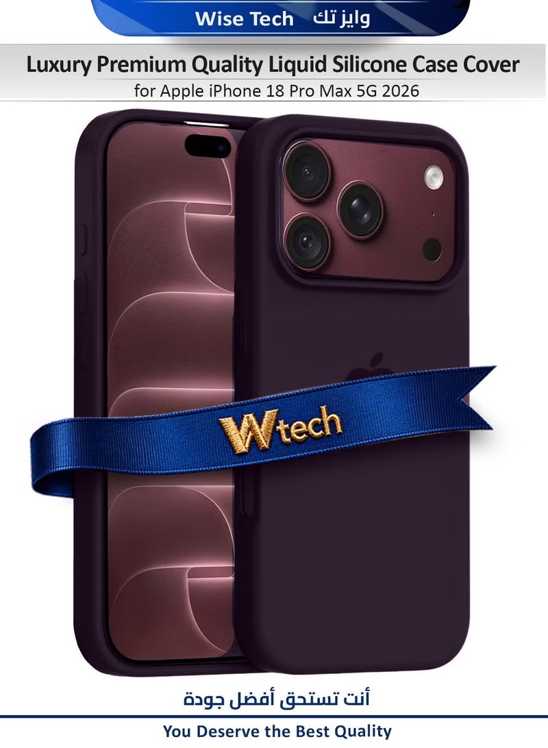 Apple iPhone 18 Pro Max 5G 2026 Luxury Premium Quality Liquid Silicone Case Cover (MCRPSN) Burgundy