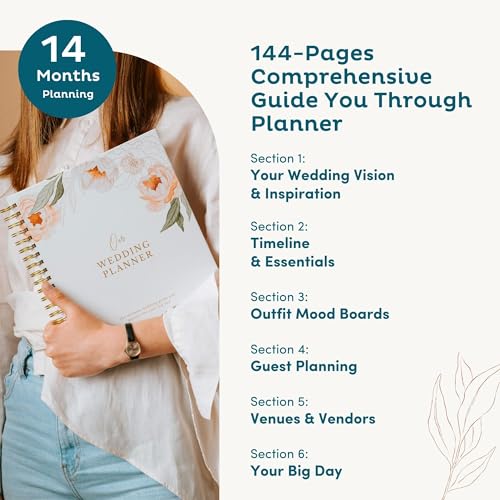 Nook Theory Timeless Premium Wedding Planner Book and Organizer – Timeless Premium Wedding Planner Book and Organizer – Wedding Planning Book, Comprehensive Keepsake & Countdown Binder, Perfect Engagement Gift for Women, 11" x 9" (Blossom) - Image 4