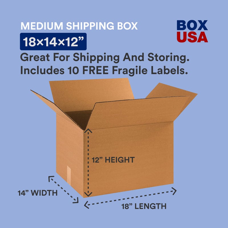 BOX USA Moving Boxes Medium 18"L x 14"W x 12"H 20-Pack - Corrugated Cardboard Box for Shipping, Mailing, Packing, Packaging and Storage - Image 2