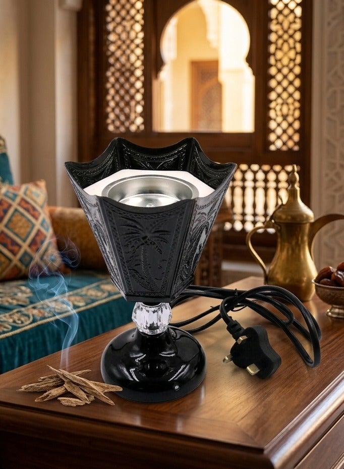 GOOAS Premium Electric Incense Burner (Mabkhara) with Palm Tree Embossed Design for Home and Office - Black - Image 2