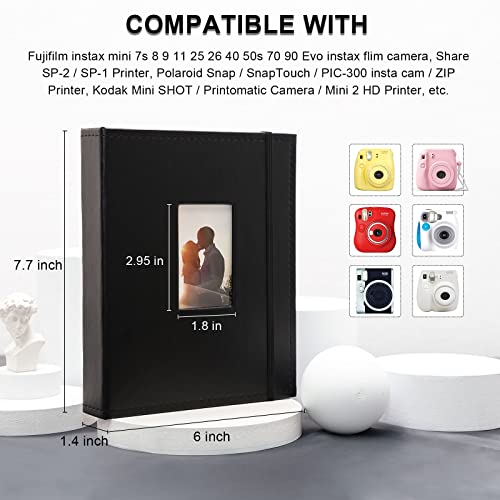 Vienrose Instax Mini Photo Album Book 208 Pictures 2x3 Polaroid Photo Album, for Fujifilm Instax Mini 7s 8 9 11 12 25 26 40 50s 90 Evo Z2300 Instant Camera photo, Kpop Photocard Black - Image 2