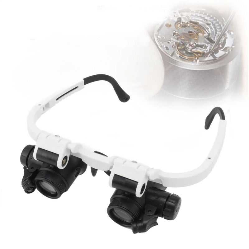 Head Mount Magnifying Glasses: Ultra Lightweight Frame, 2 LED Lights - Adjustable Angle Hands Free Bracket Magnifier for Watch Repair, Dentist, Electrician, Sewing, Craft, Painting, Reading - Image 4