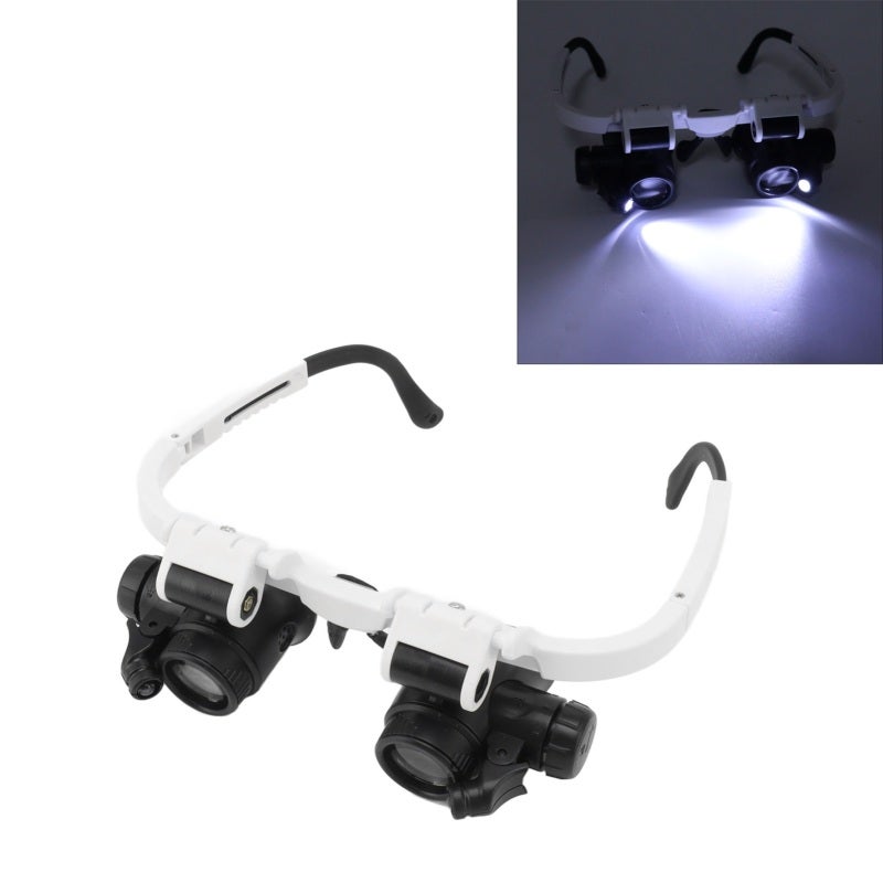 Head Mount Magnifying Glasses: Ultra Lightweight Frame, 2 LED Lights - Adjustable Angle Hands Free Bracket Magnifier for Watch Repair, Dentist, Electrician, Sewing, Craft, Painting, Reading - Image 3