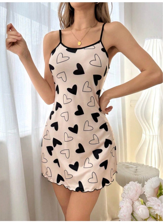 أم أتش دي قميص نوم نسائي كاجوال بطبعة قلب - Image 5