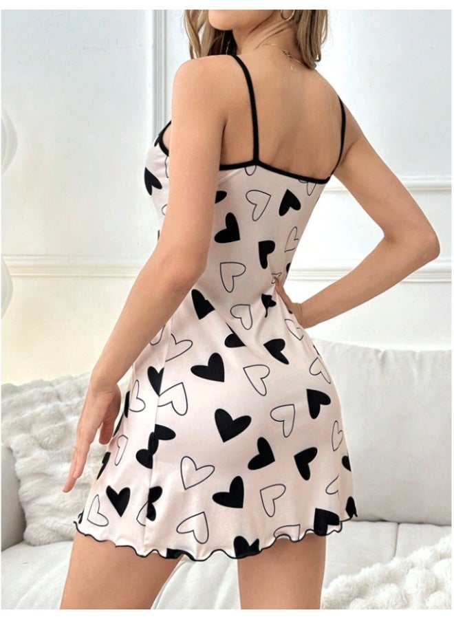 أم أتش دي قميص نوم نسائي كاجوال بطبعة قلب - Image 3