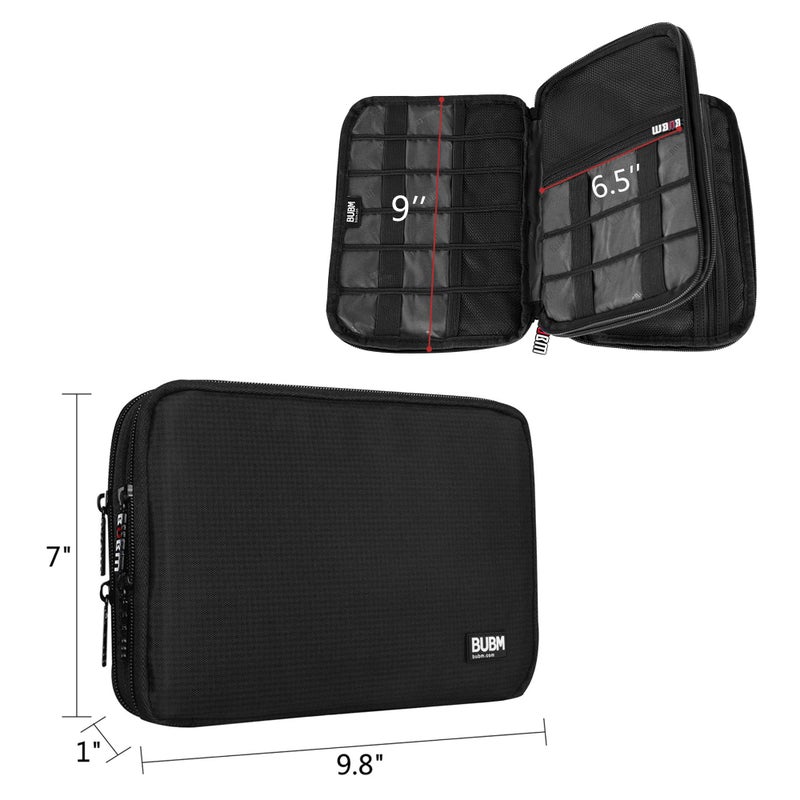 BUBM Double layer Electronic Accessories Organizer, Travel Gadget Bag for Cables, USB Flash Drive, Plug and More, Perfect Size Fits for iPad Mini (Medium, Black) - Image 5