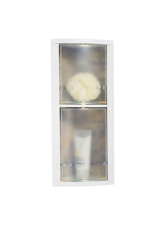 بريمانوفا رف تخزين دوار مثبت على الحائط في زاوية الحمام باللون الأبيض والشفاف - Image 1