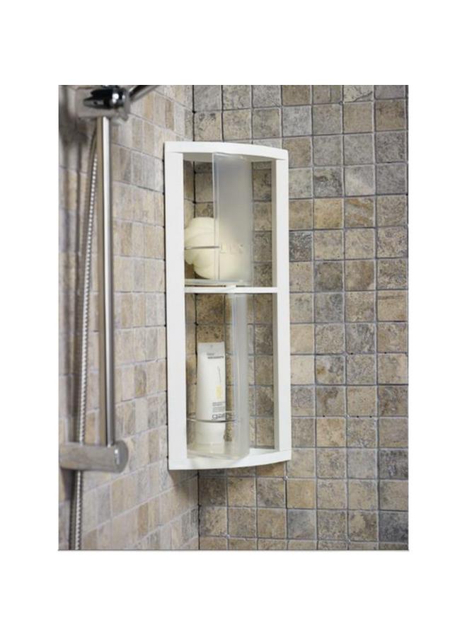 بريمانوفا رف تخزين دوار مثبت على الحائط في زاوية الحمام باللون الأبيض والشفاف - Image 2