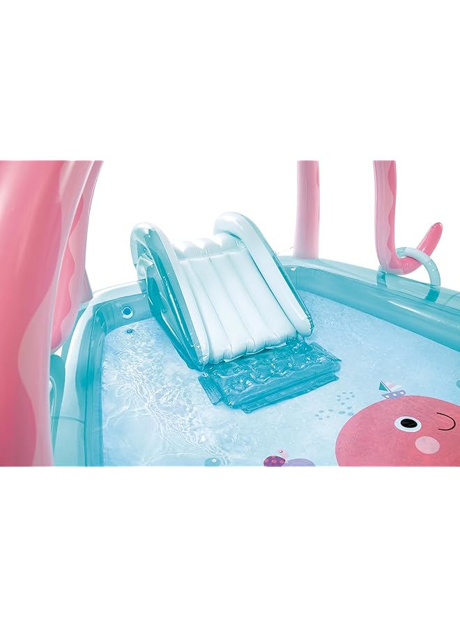 انتكس مركز لعب قابل للنفخ بتصميم أخطبوط ٥٦١٣٨Ep: زحليقة مائية - رشاش ماء على شكل أخطبوط - بساط هبوط مبطن - حلقات قابلة للنفخ - ٩٢ × ٧٢ × ٥٩ بوصة - Image 2